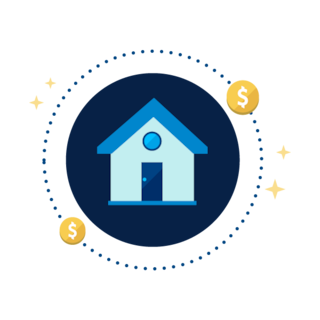 ilustración de casa con simbolo de pesos 
