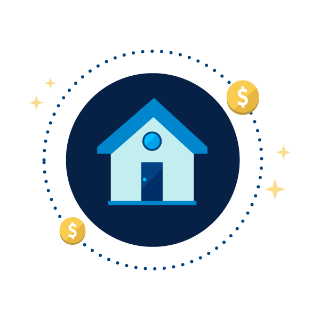 ilustración de casa con simbolo de pesos