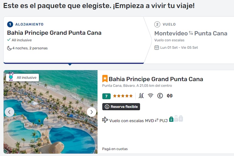 elección de destino en bbva viajes