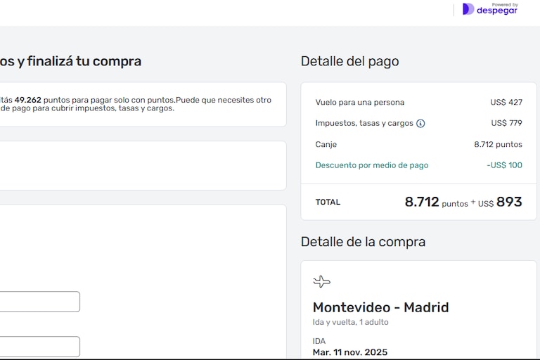 detalle del pago bbva viajes